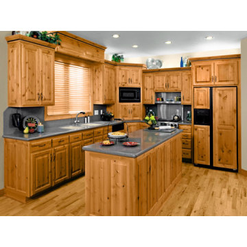 Armoires de cuisine modulaires en bois massif de style Island